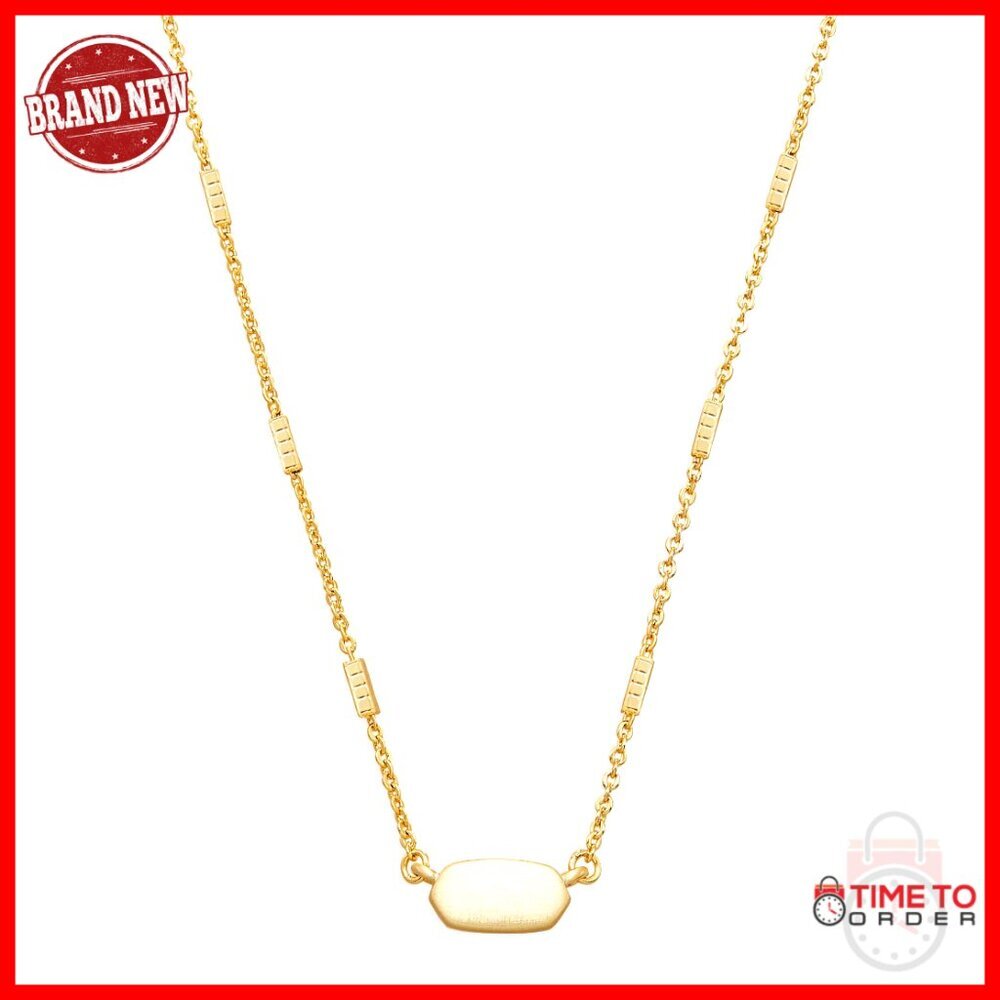 Gold-Plated Brass Fern Pendant Necklace with 15" Chain and Extender